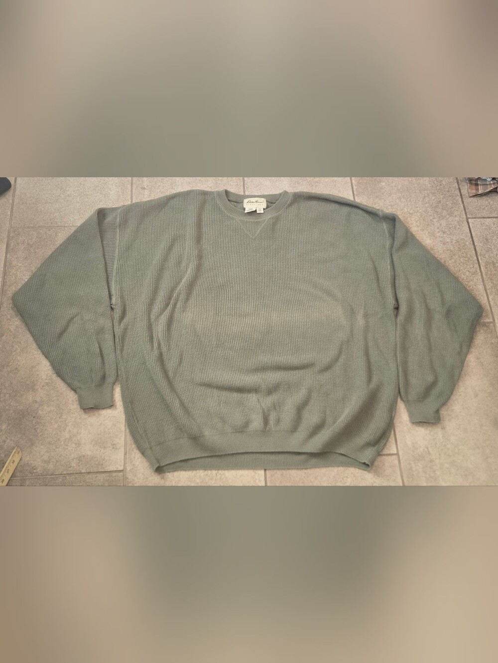 Vintage Eddie Bauer Sweater XXL Sage Green Cotton Crewneck Made in USA 90s Gorp